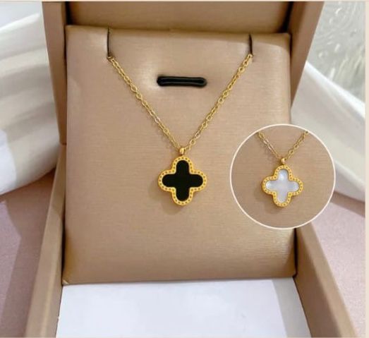 Two Sided Black And White Vancleef Necklace