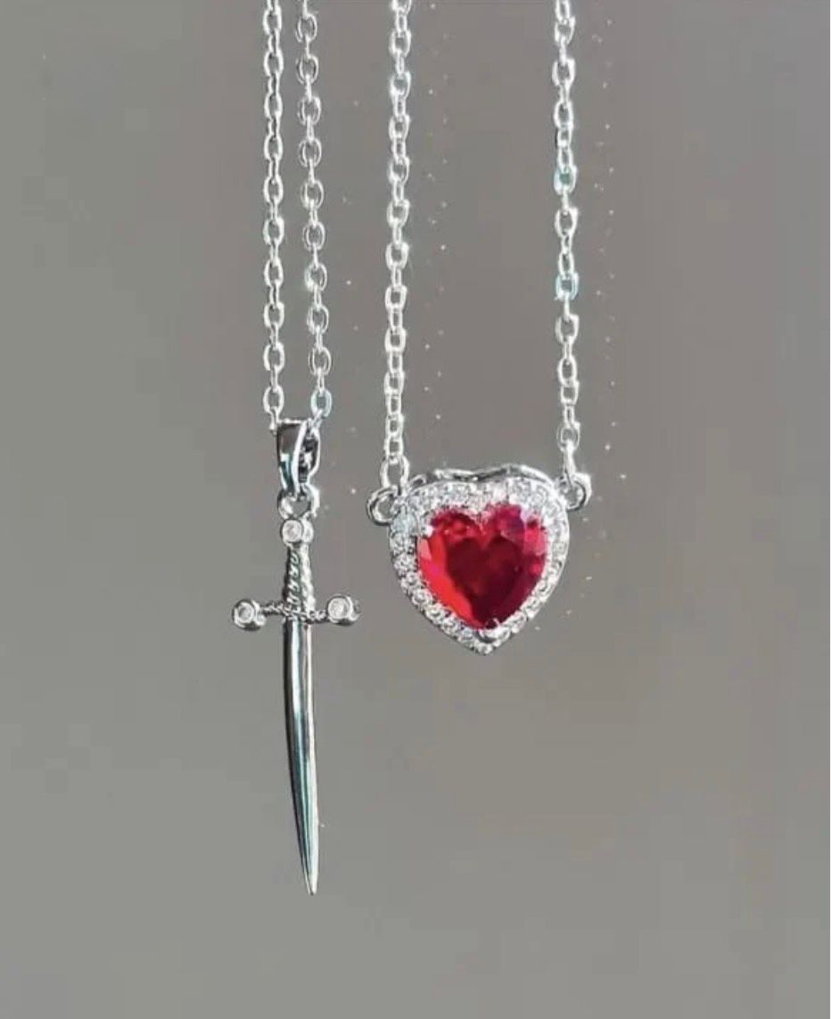 Sword & Heart Couple Necklace